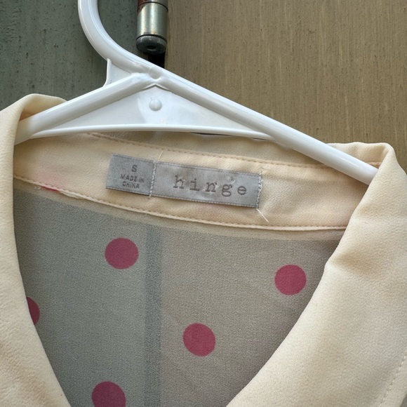 Hinge Cream and Pink Polka Dot Casual Shirt - Picture 2 of 3